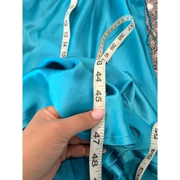 Stunning Jason Wu Turquoise Satin Halter Chain Midi Dress - Picture 10 of 10